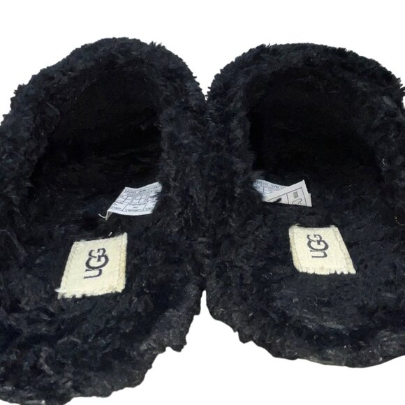 UGG Women’s Black Fur Fuzzy Slide Slipper Size 7 - Picture 7 of 8